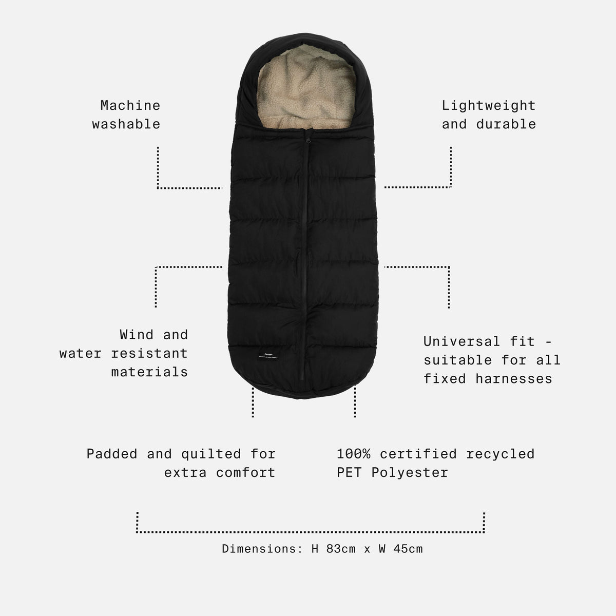 Finnson Alma Universal Quilted Footmuff - Black