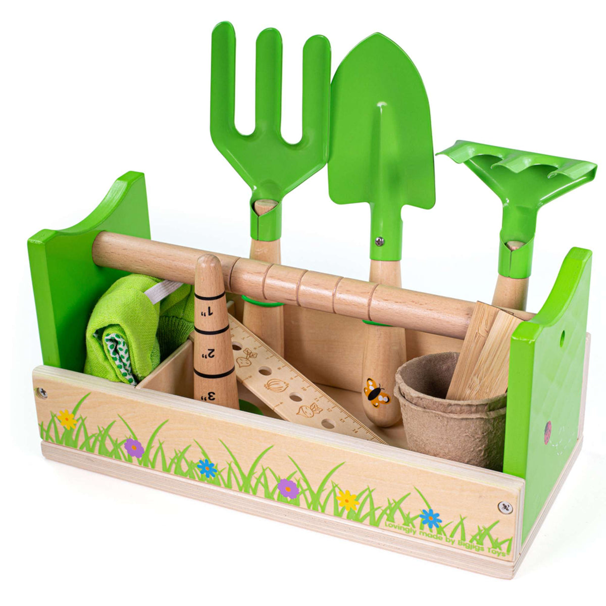 Bigjigs Toys Kids Gardening Caddy & Tool Set