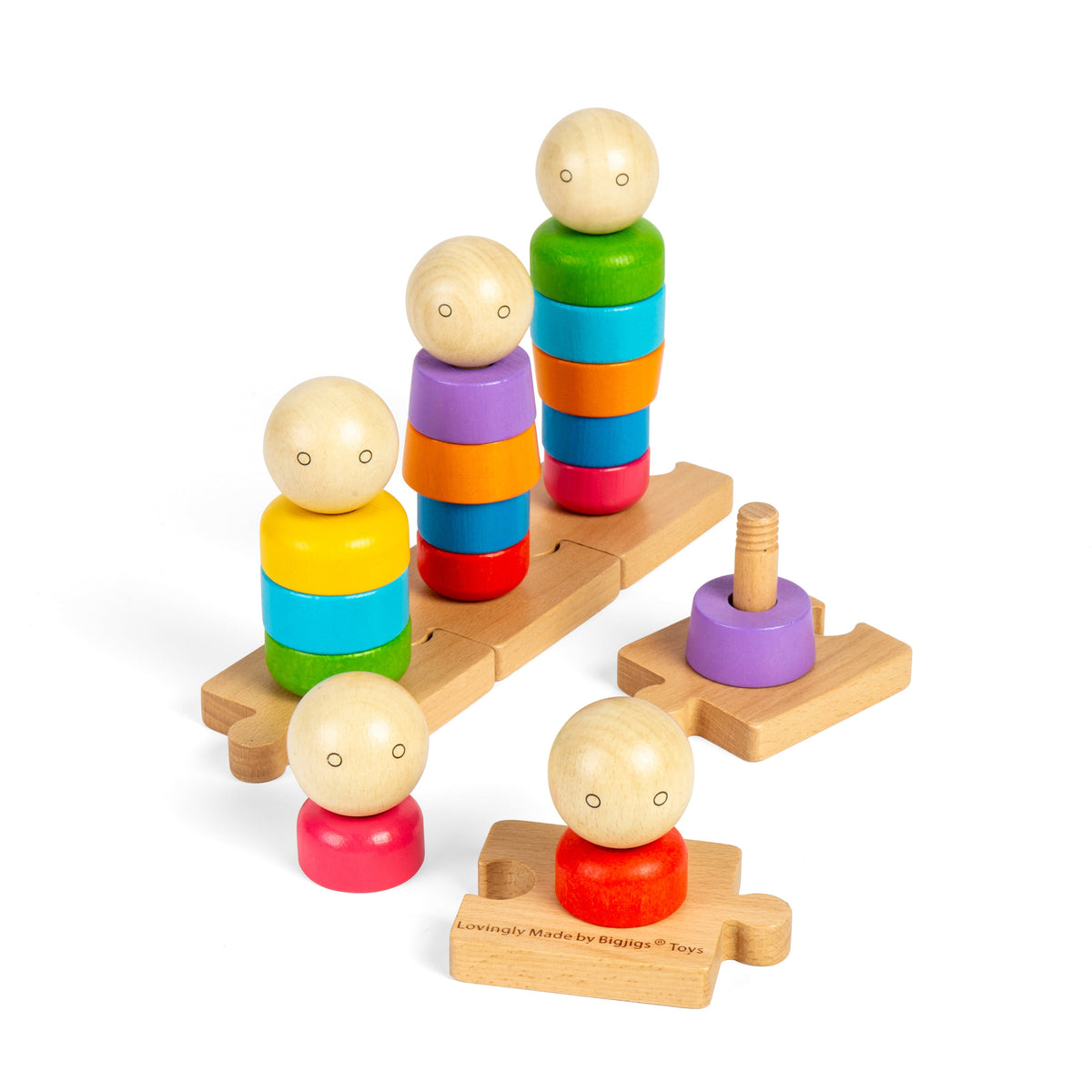 Bigjigs Toys Rainbow Family Wooden Stacking Toy