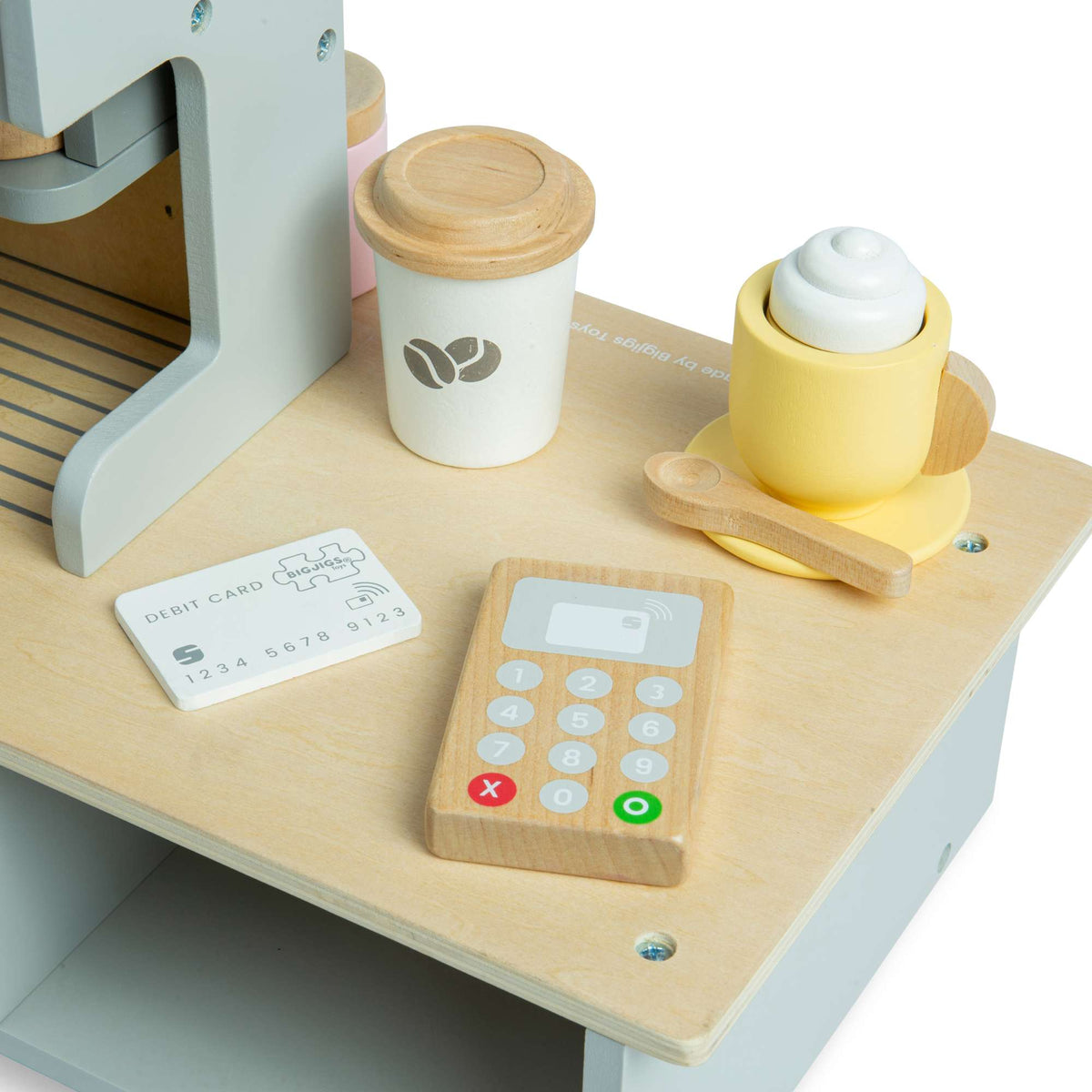 Bigjigs Toys Wooden Coffee Shop - 32 Pieces