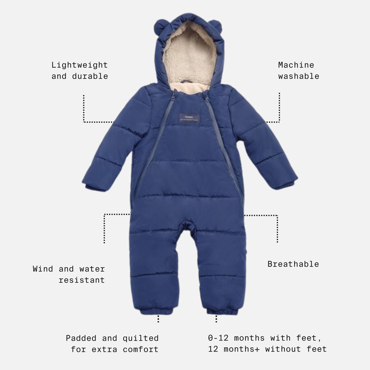 Finnson Anders Water-Repellent Snowsuit - Navy (Footless)