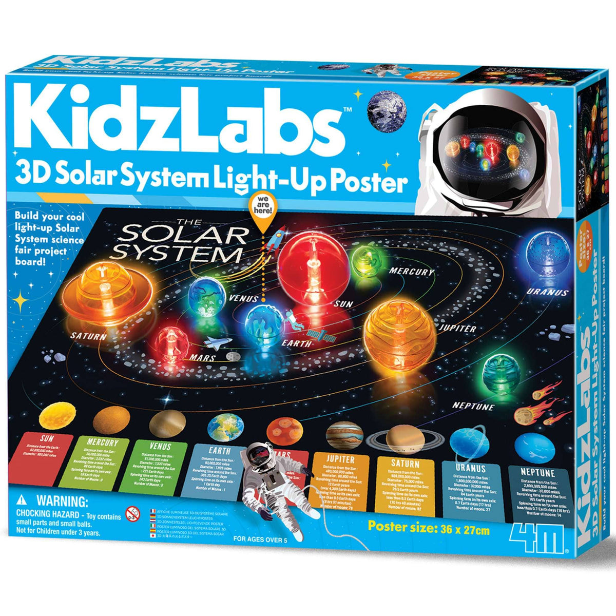 4M Science Kit 4M KidzLabs 3D Solar System Light-Up Poster