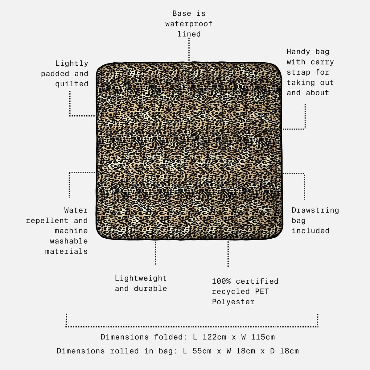 Finnson Thoren Outdoor & Indoor Padded Play Mat - Leopard