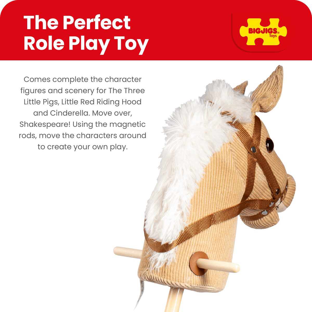 Bigjigs Toys Cord Wooden Hobby Horse - image 3