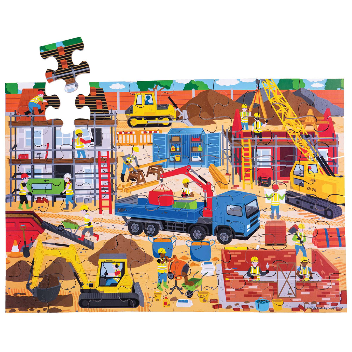 Bigjigs Toys Construction Site Floor Puzzle - 48 Pieces