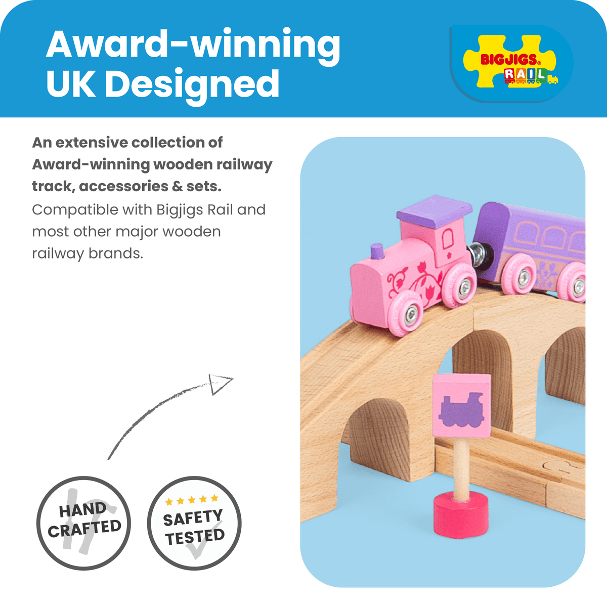 Bigjigs Rail Fairy Figure of Eight Wooden Train Set - Pink - image 2
