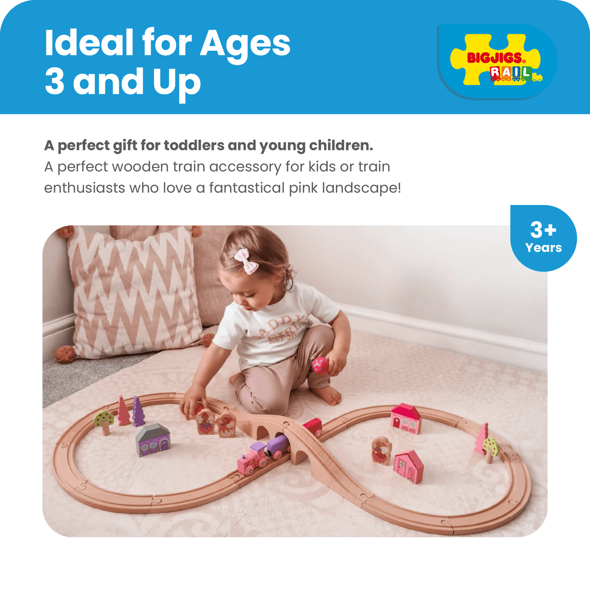 Bigjigs Rail Fairy Figure of Eight Wooden Train Set - Pink - image 3