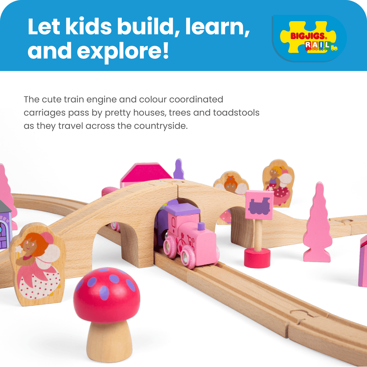 Bigjigs Rail Fairy Figure of Eight Wooden Train Set - Pink - image 4