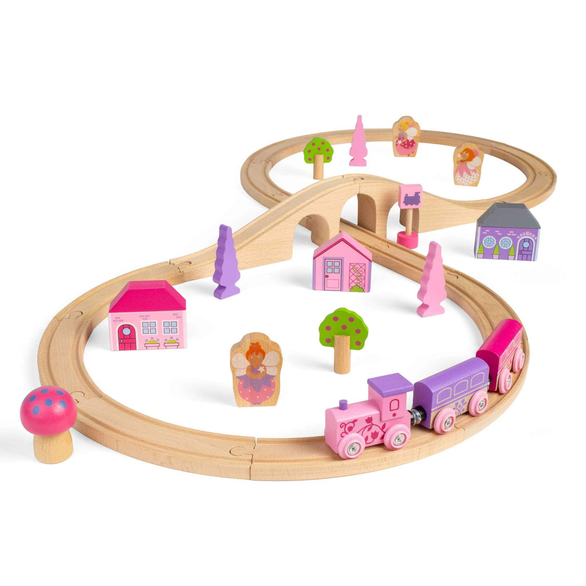 Bigjigs Rail Fairy Figure of Eight Wooden Train Set - Pink