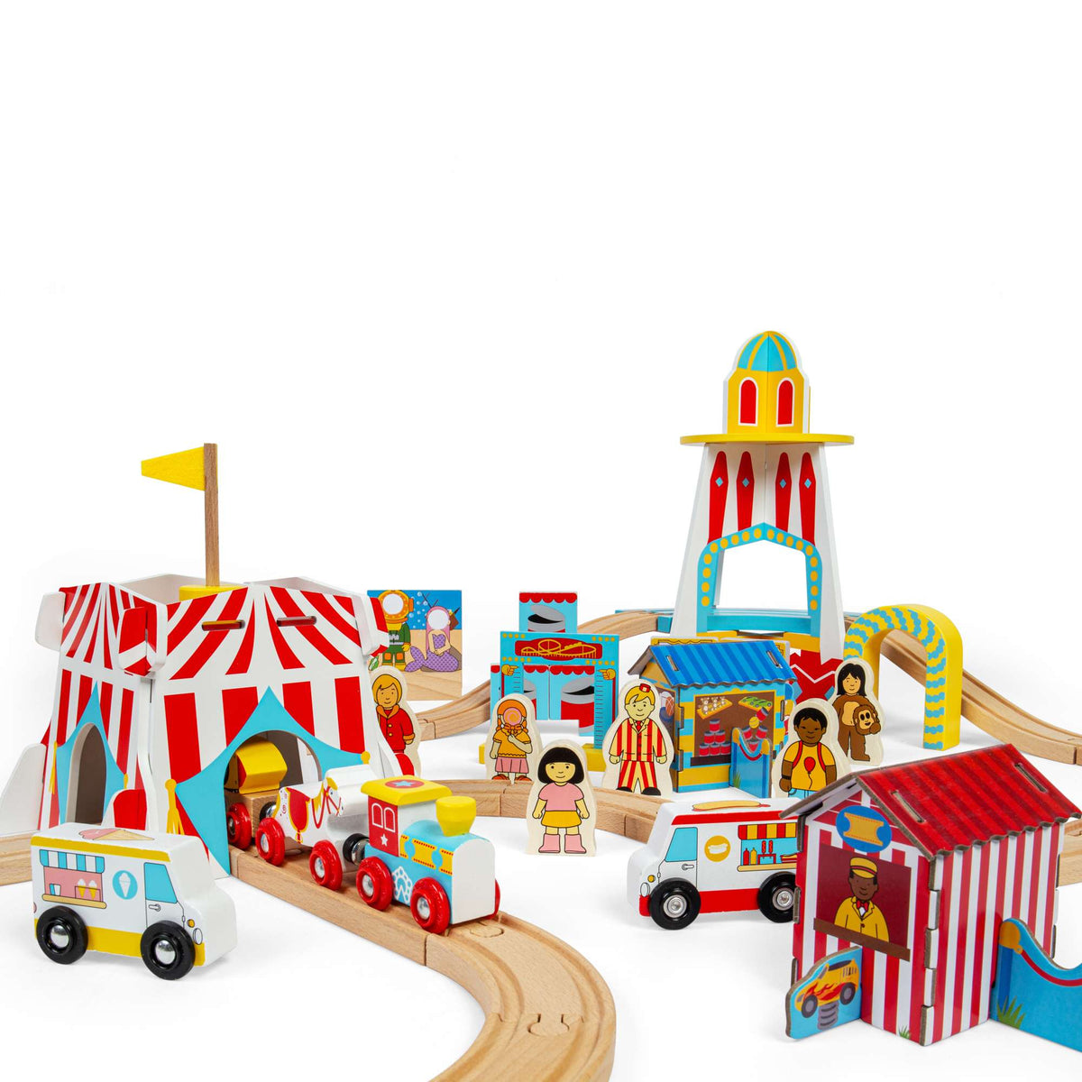 Bigjigs Rail Fun Fair Train Set - 54 Pieces