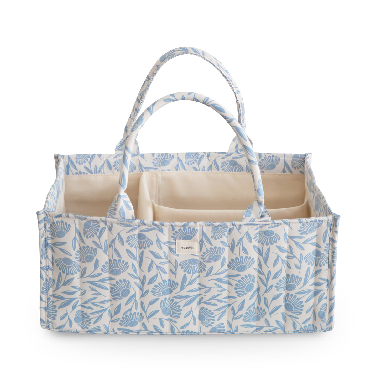 Mushie Quilted Nappy Caddy - Blue Flowers