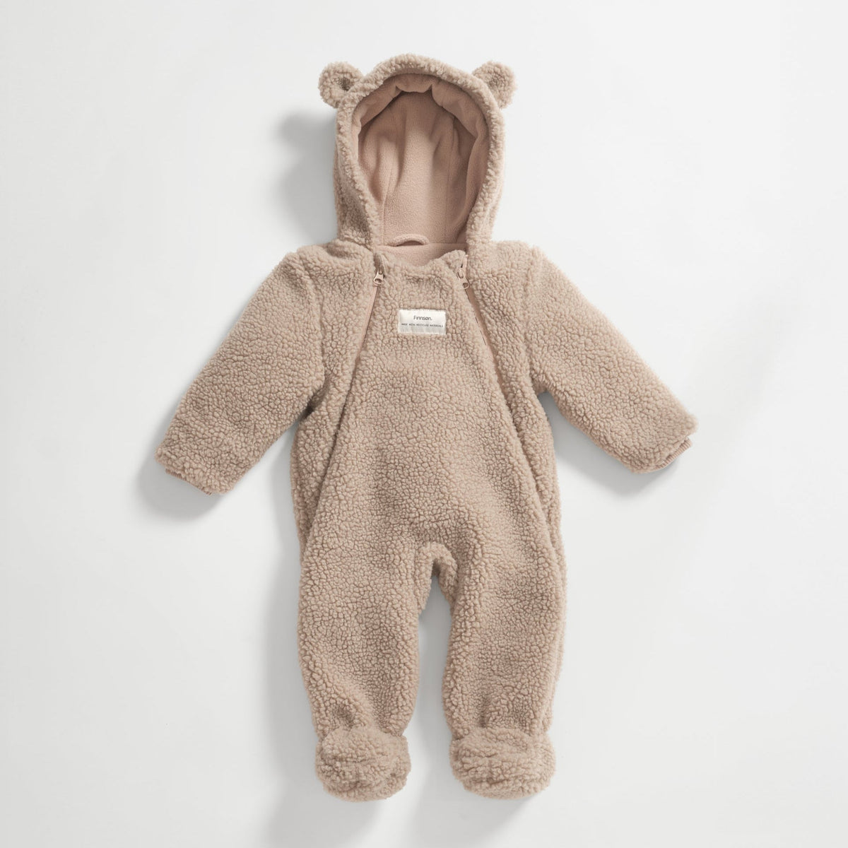 Finnson Alf Teddy Borg Pramsuit - Beige (With Feet)