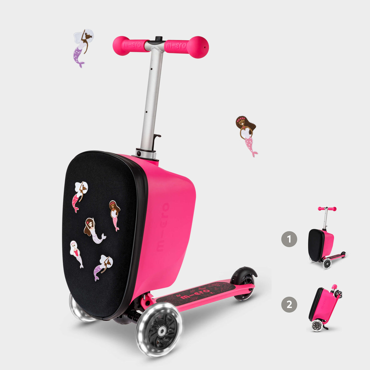 Micro Mini Micro LED Luggage Scooter - Pink