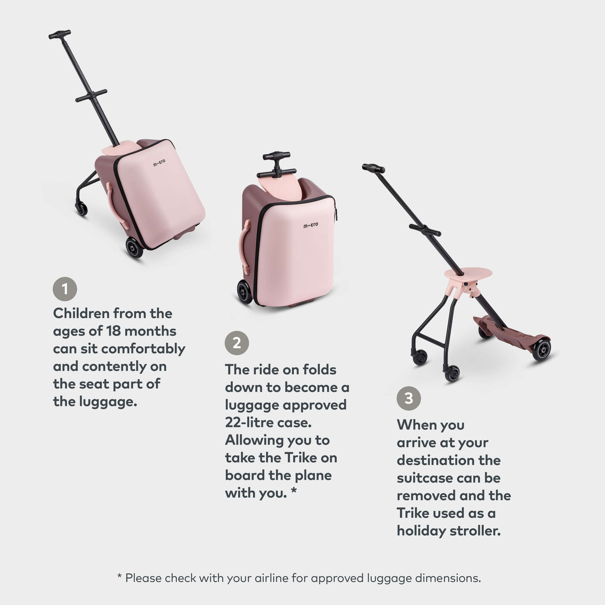 Micro Eazy Ride On Luggage - Pink