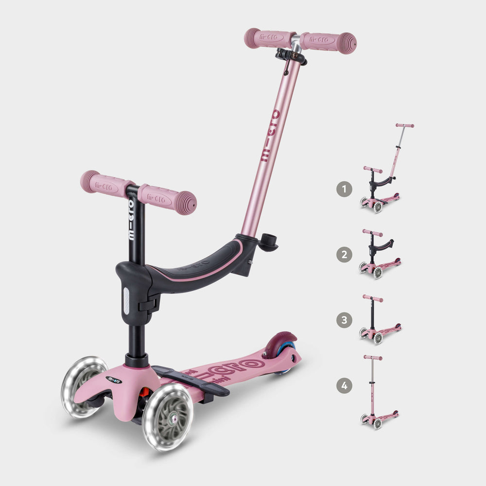 Micro Mini2Grow Deluxe LED Scooter with Seat - Rose Pink