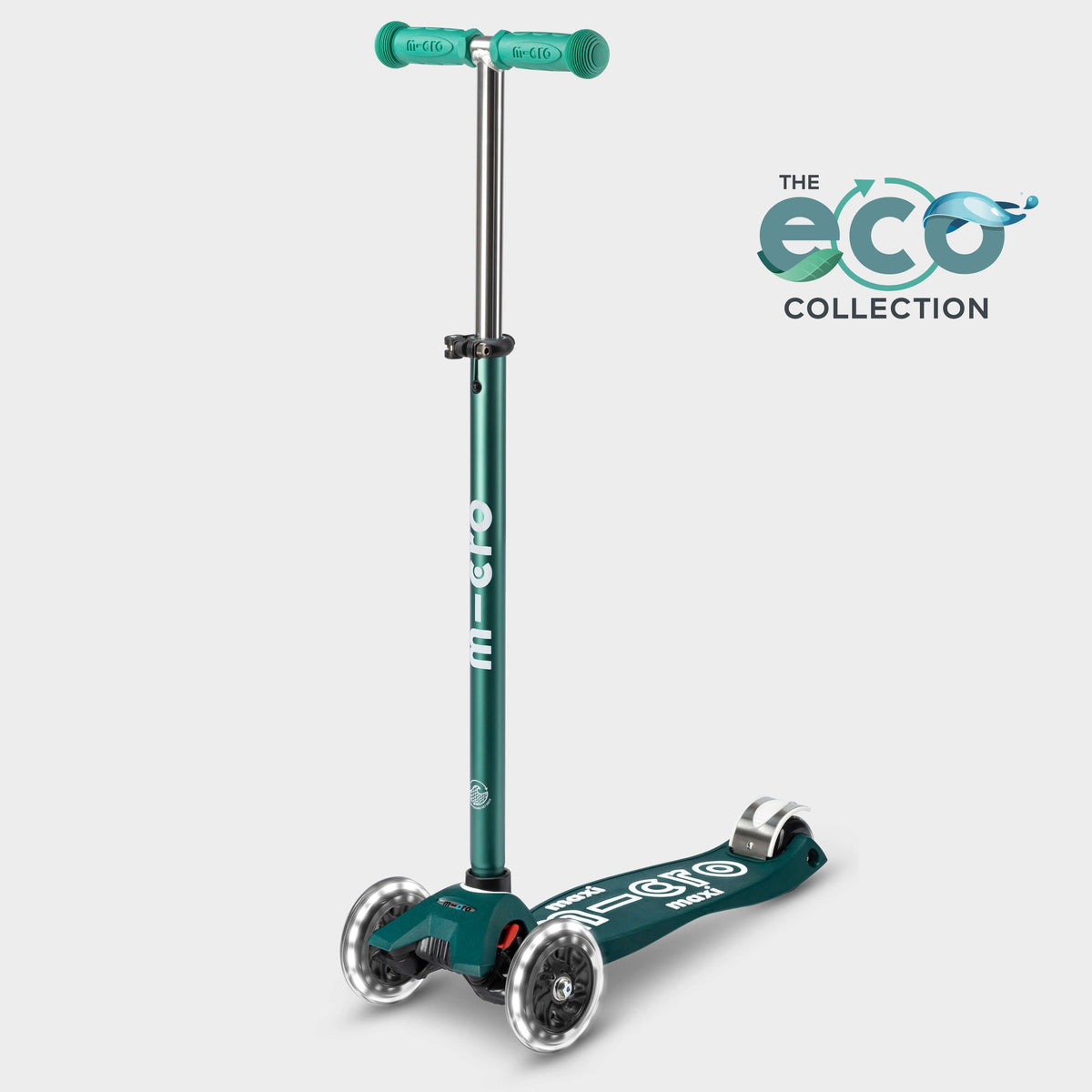 Micro Maxi Micro LED Scooter with Recycled Deck - Green