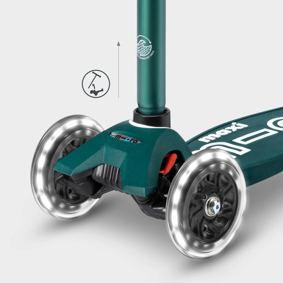 Micro Maxi Micro LED Scooter with Recycled Deck - Green