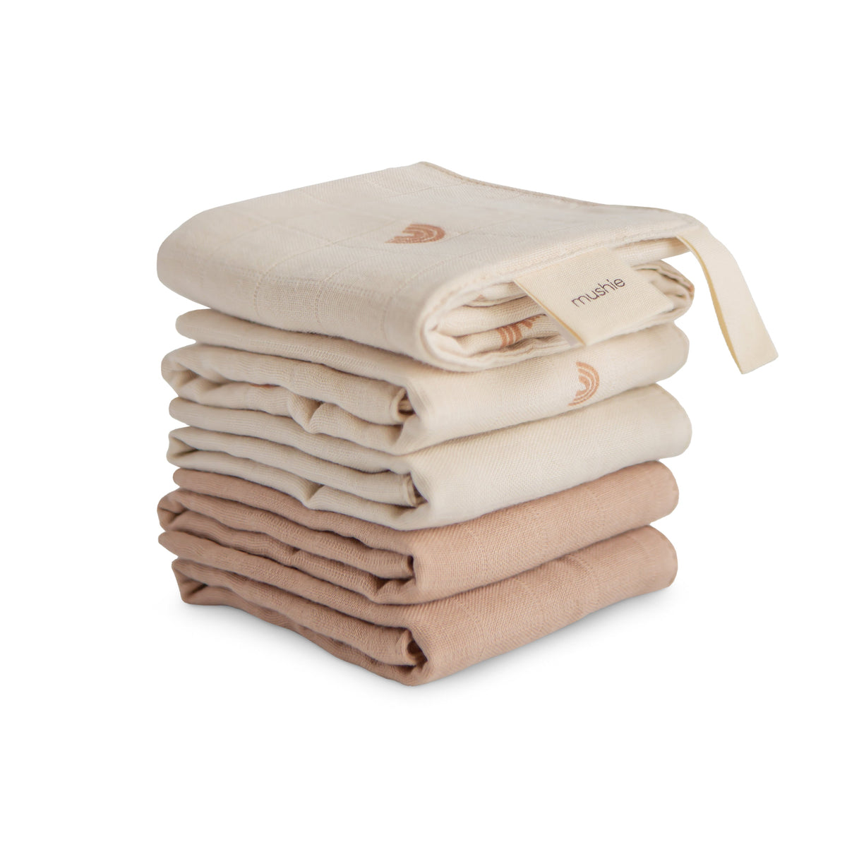 Blush Nappy Caddy Set - Mushie Nappy Caddy, Muslin Cloths & Washcloths - muslin washcloths in Rainbow Combo