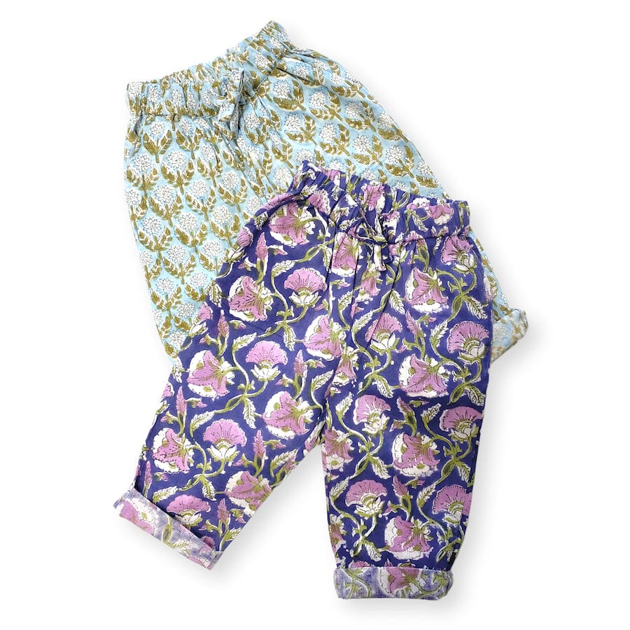 Apaches Trousers Raja Pull On Summer Trousers (Purple Floral)