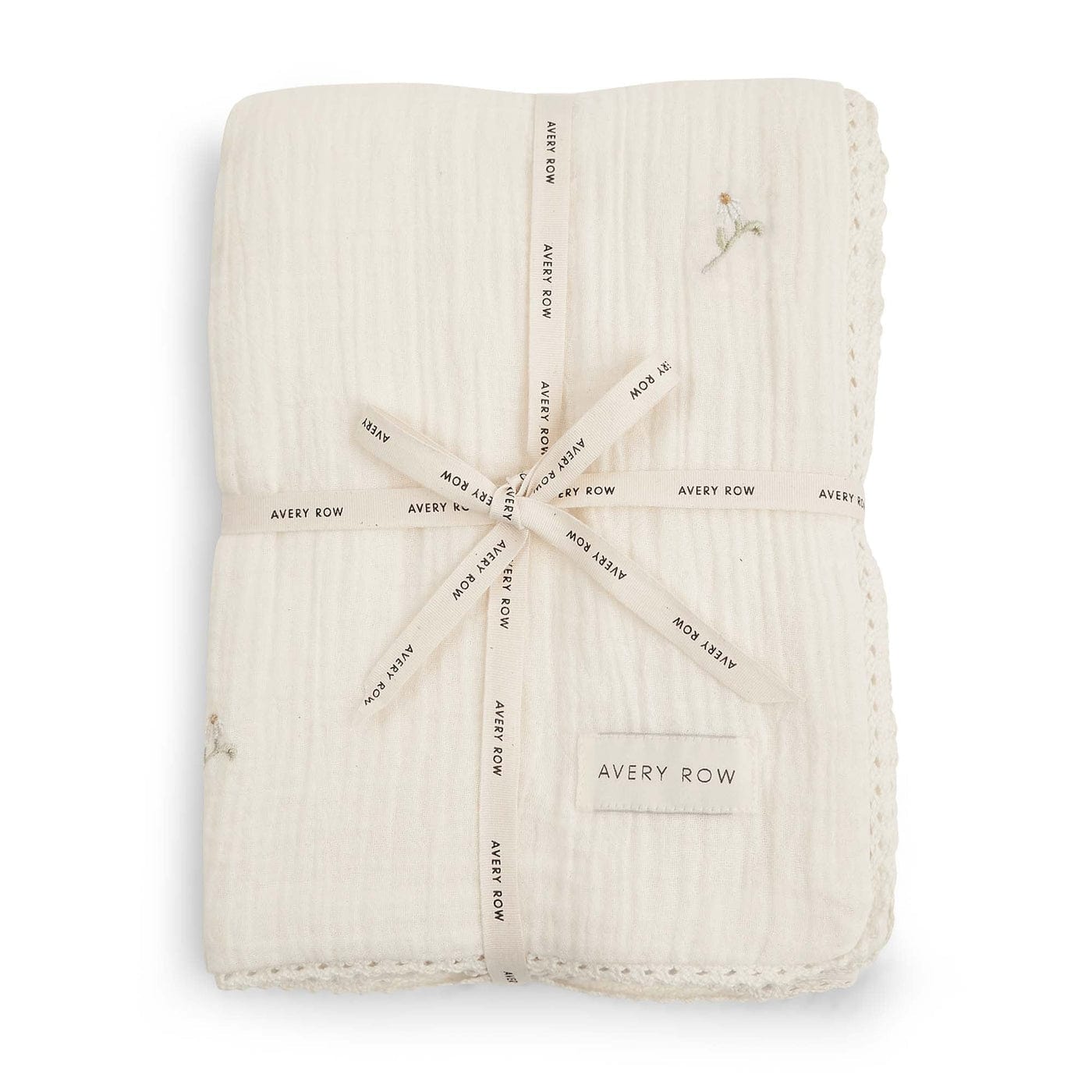 Avery Row Blanket Organic Cotton Embroidered Muslin Blanket (Wild Chamomile)