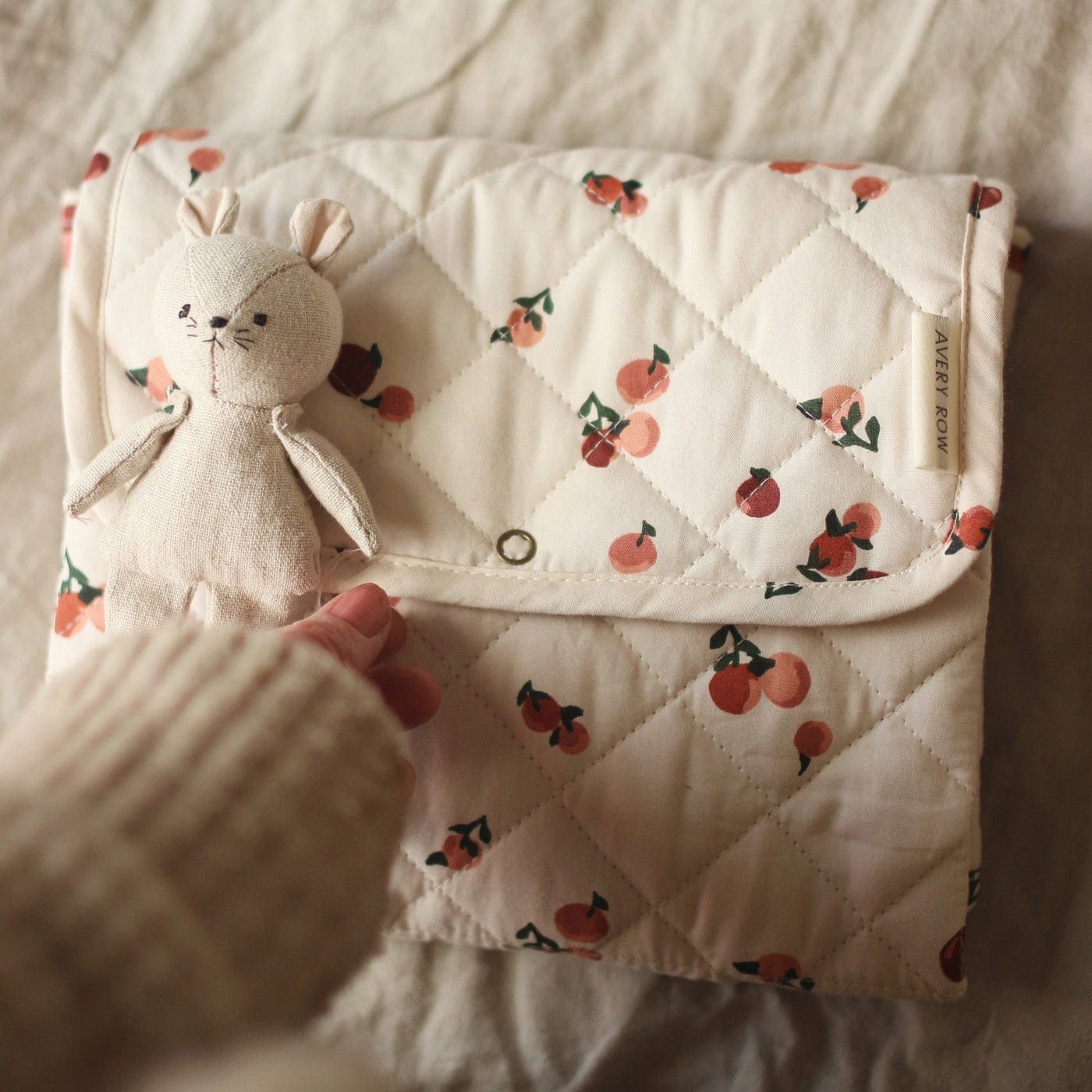 Avery Row Changing Mat Organic Cotton Travel Baby Changing Mat (Peaches)