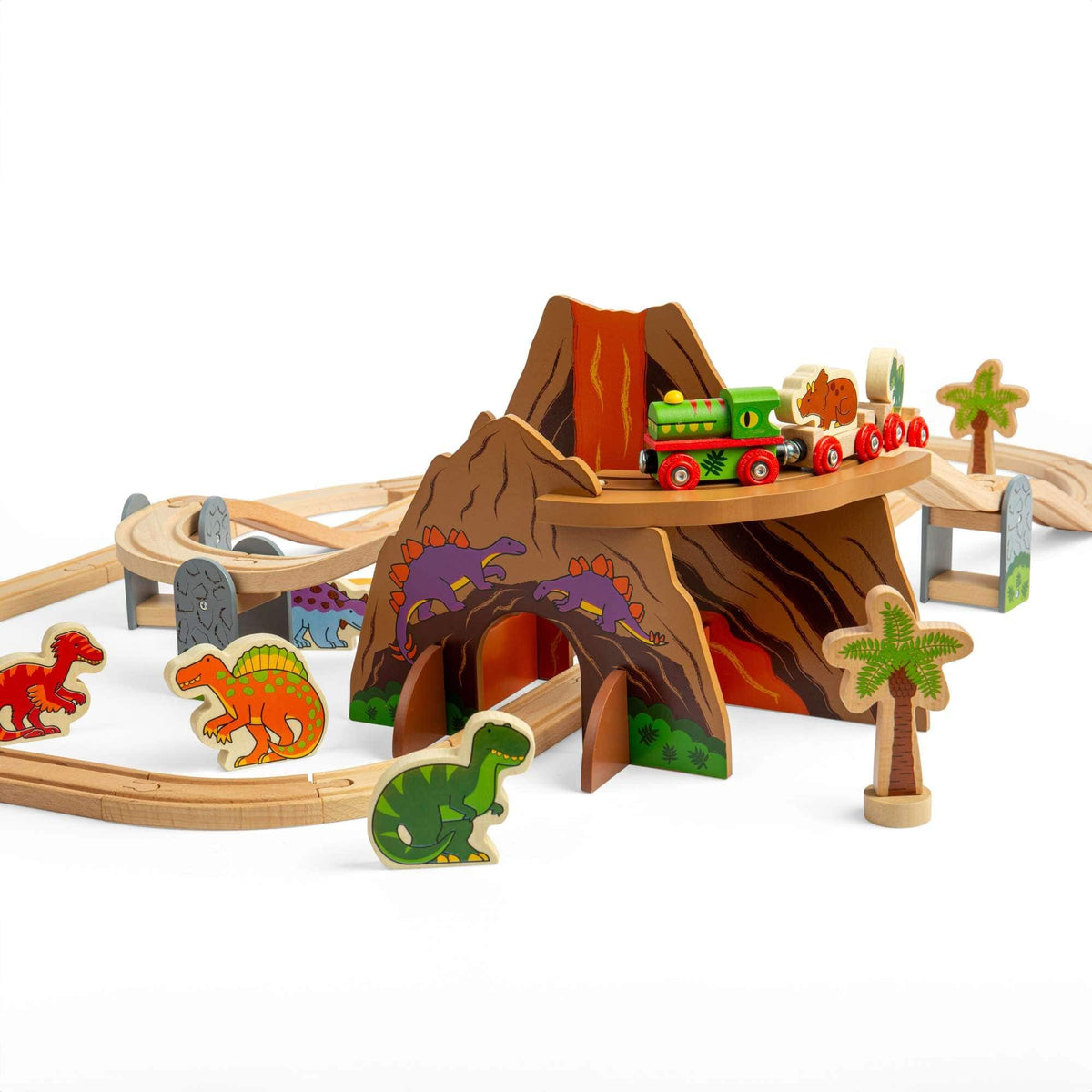 Bigjigs Rail Wooden Train Set Bigjigs Rail Dinosaur Railway Wooden Train Set - 49 Pieces