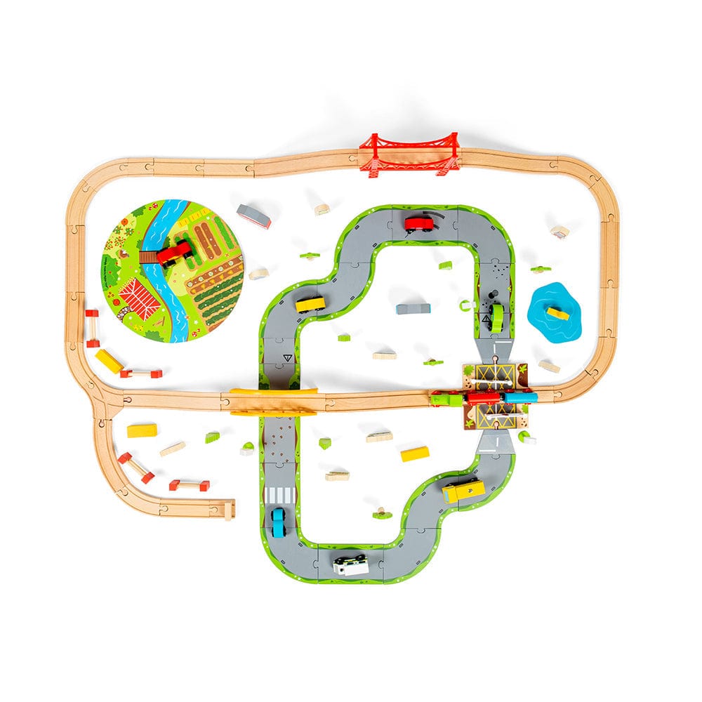 Bigjigs Rail Wooden train sets Bigjigs Rail Road & Rail Wooden Train Set