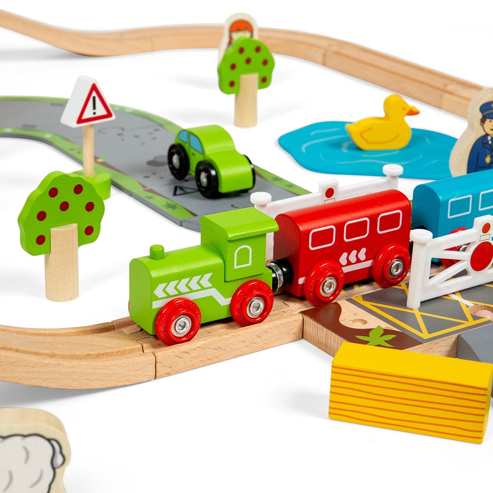 Bigjigs Rail Wooden train sets Bigjigs Rail Road & Rail Wooden Train Set