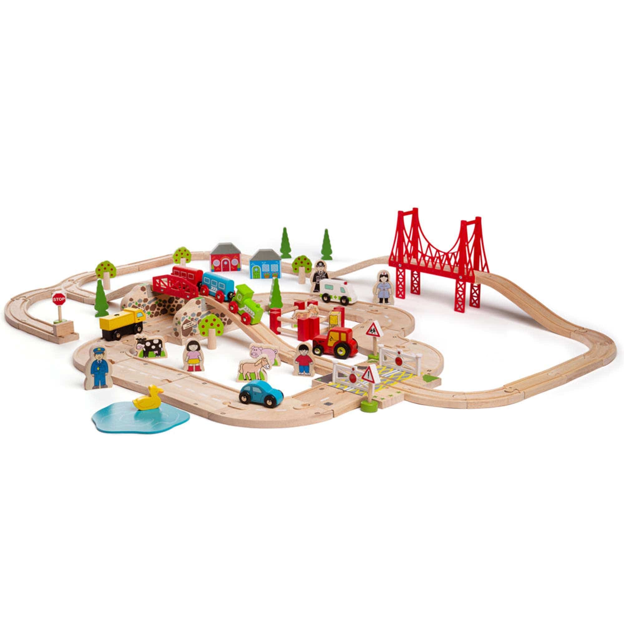 Bigjigs Rail Wooden train sets Bigjigs Rail Road & Rail Wooden Train Set