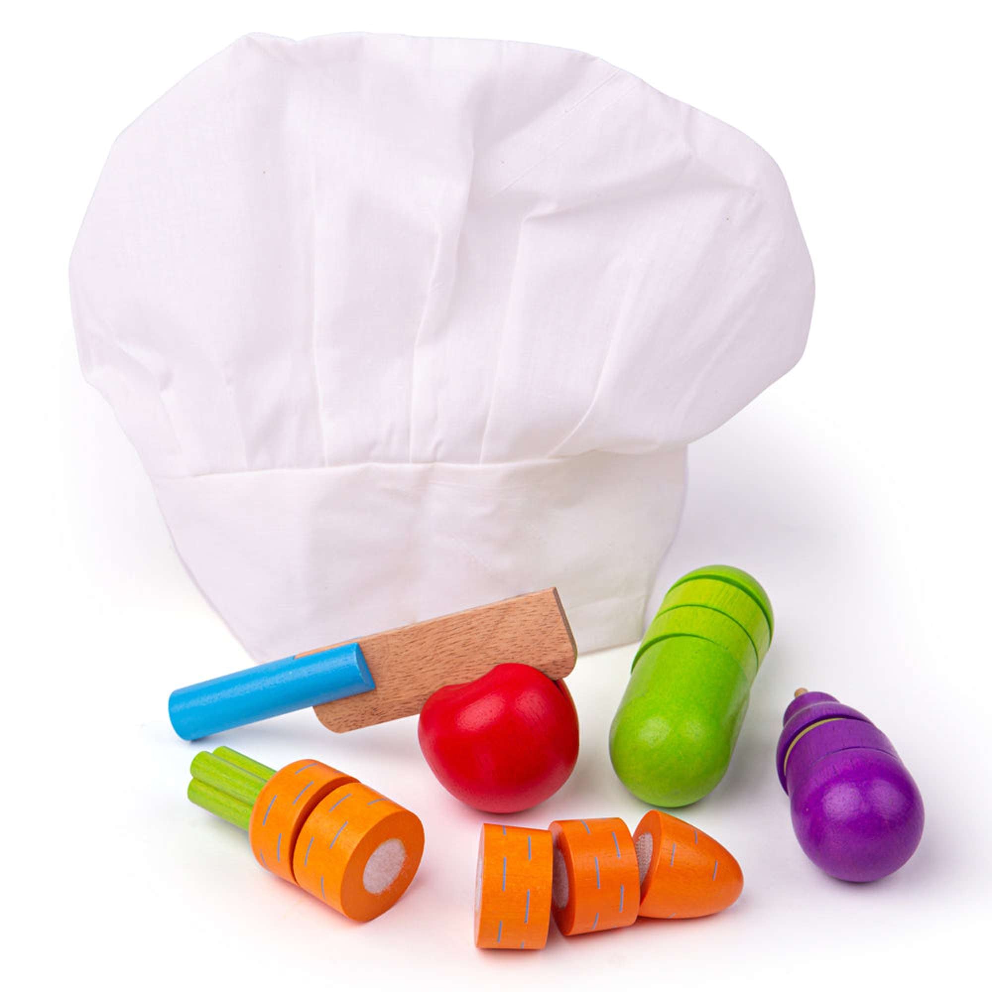Bigjigs Toys Bigjigs Toys Wooden Cutting Vegetables Chef Set