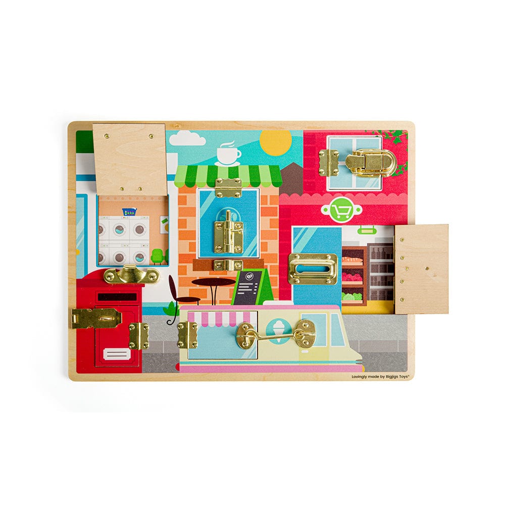 Bigjigs Toys Busy Board Bigjigs Toys Latches & Catches Wooden Busy Board