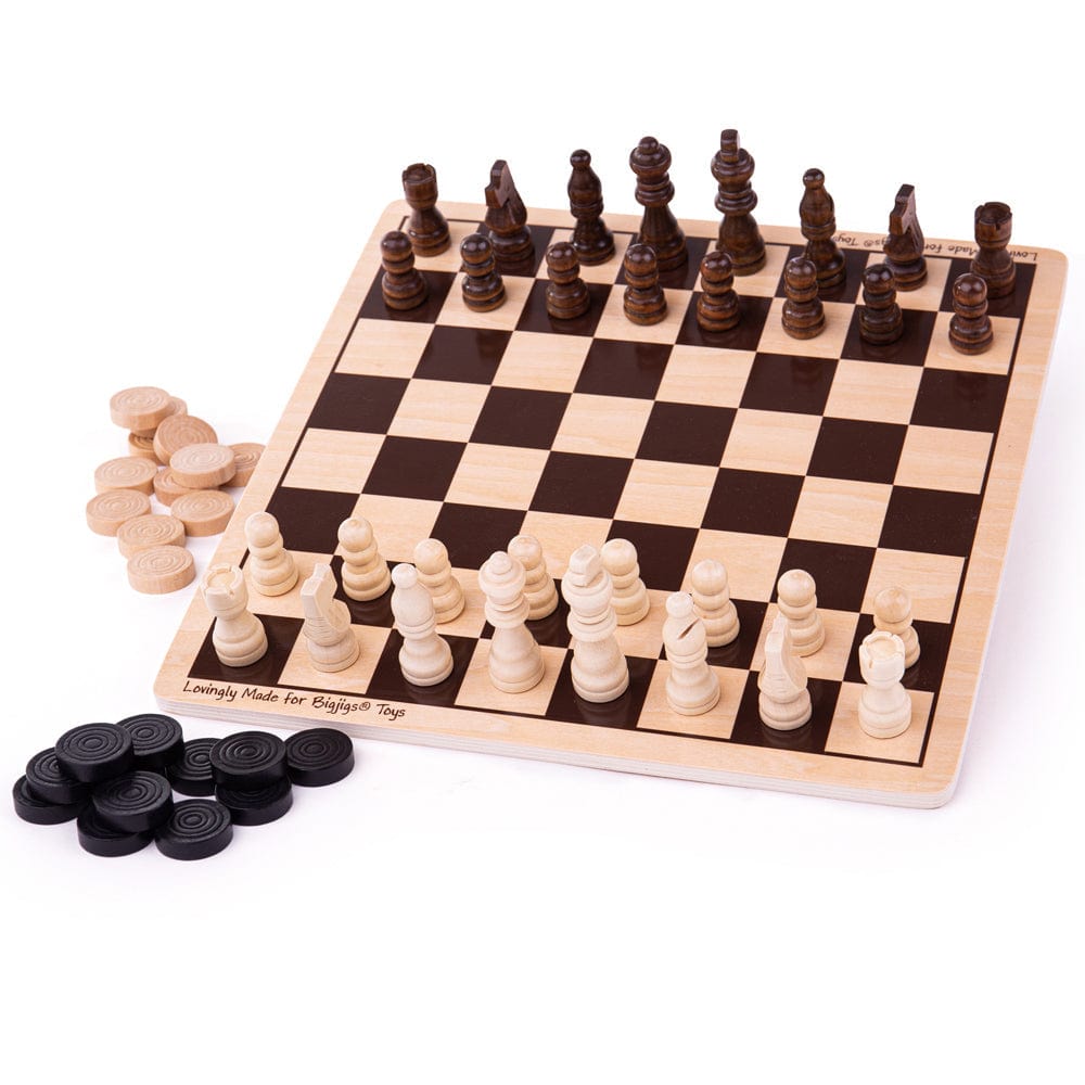 Bigjigs Toys Draughts and Chess Set