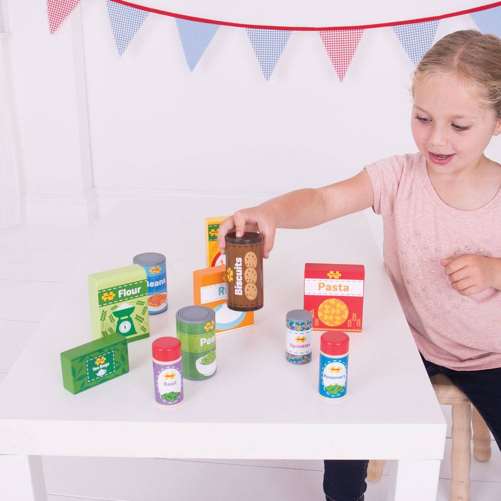 Bigjigs Toys Groceries Bigjigs Toys Cupboard Groceries Play Set
