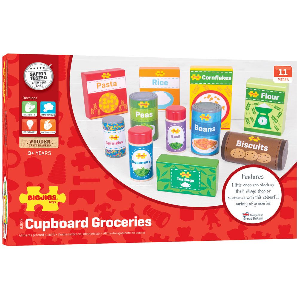 Bigjigs Toys Groceries Bigjigs Toys Cupboard Groceries Play Set