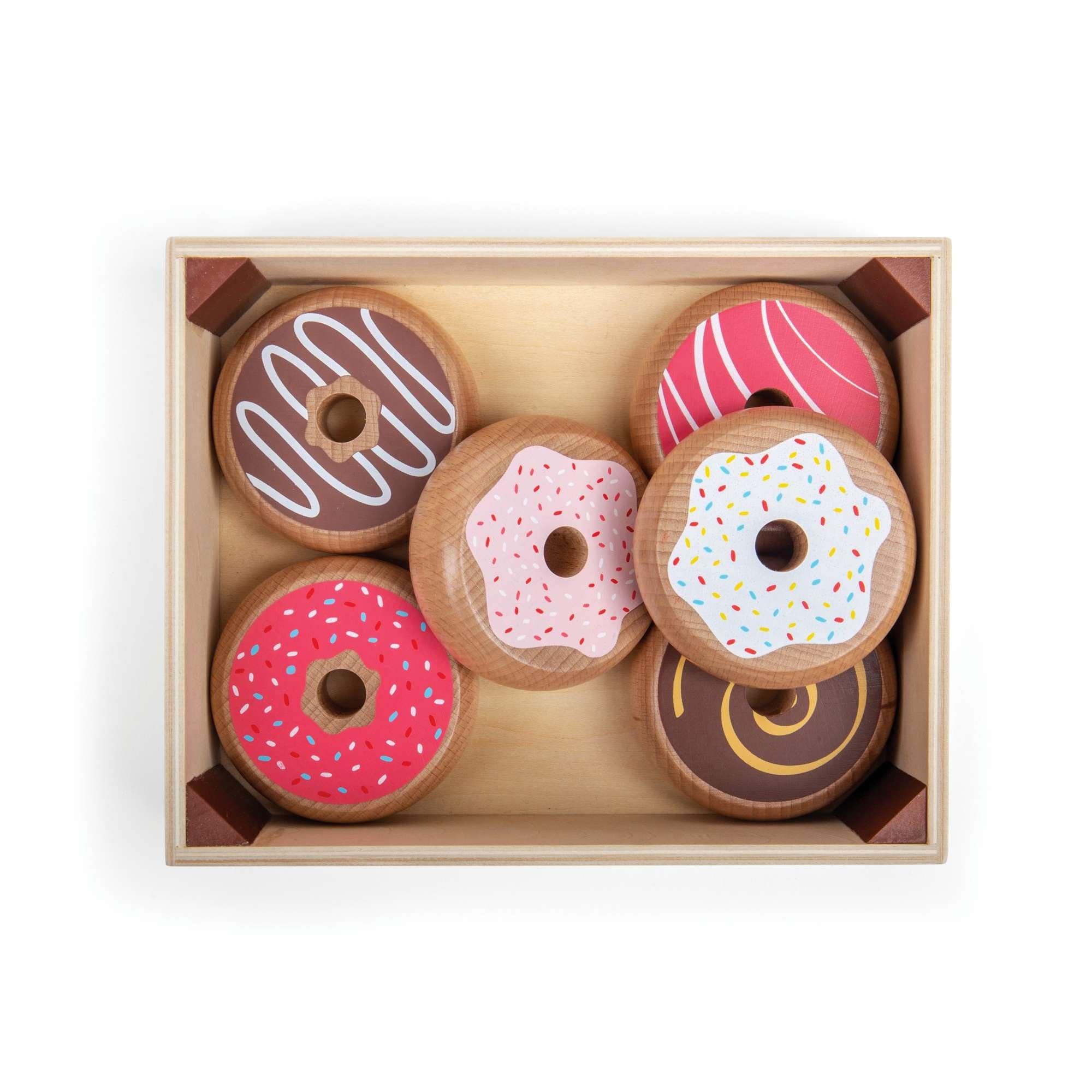 Bigjigs Toys Play Food Bigjigs Toys Wooden Doughnut Crate