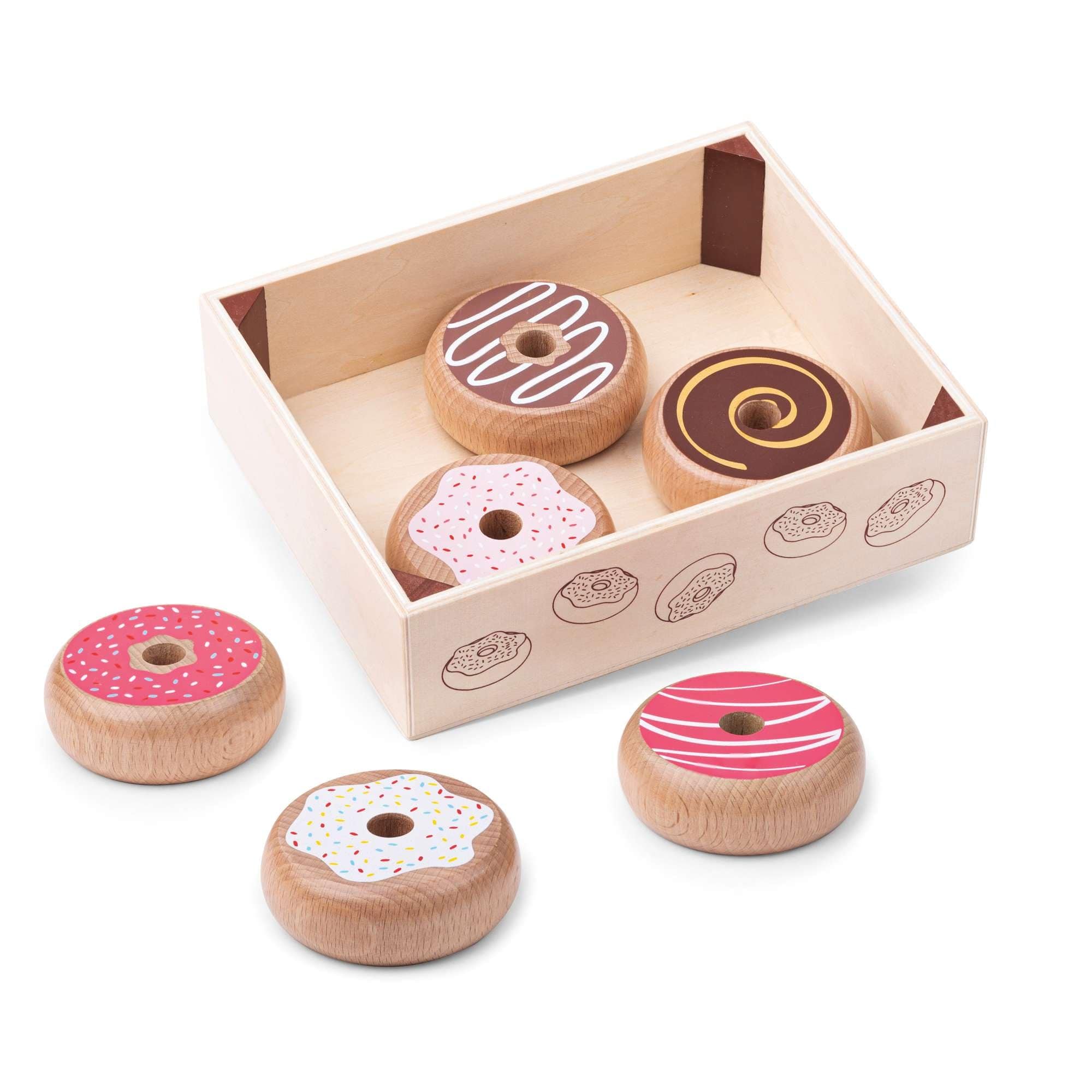 Bigjigs Toys Play Food Bigjigs Toys Wooden Doughnut Crate