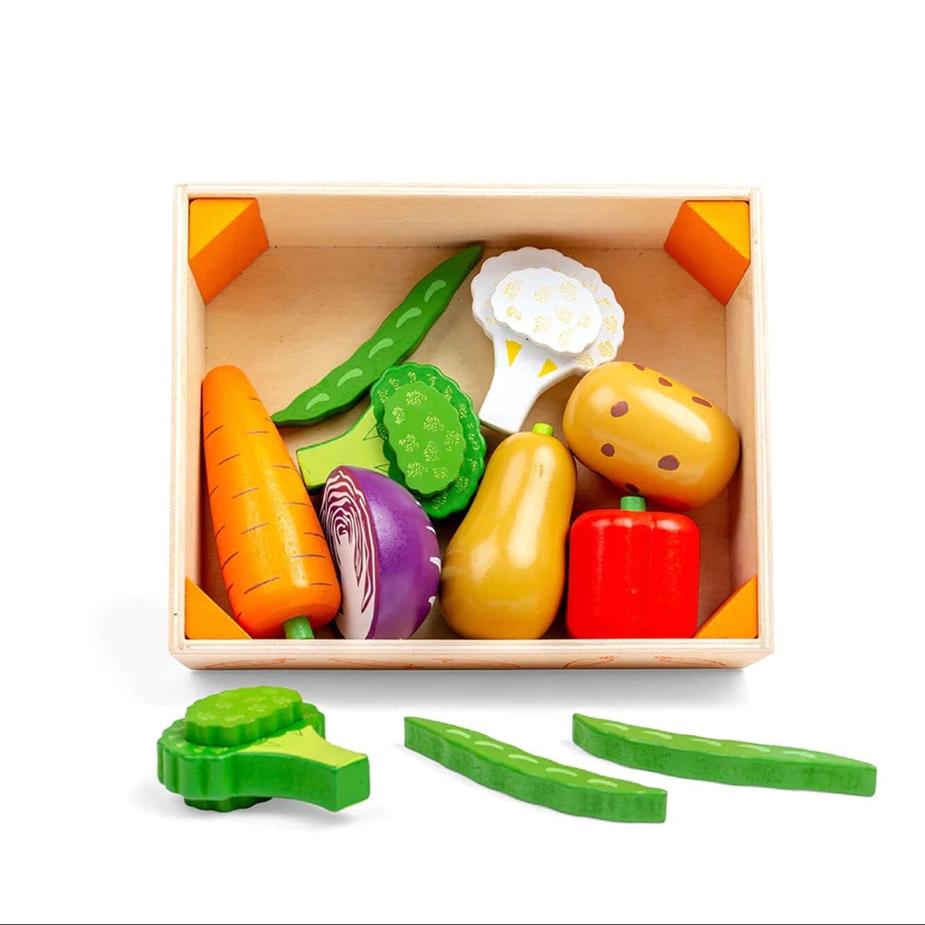 Bigjigs Toys Play Food Wooden Vegetable Crate