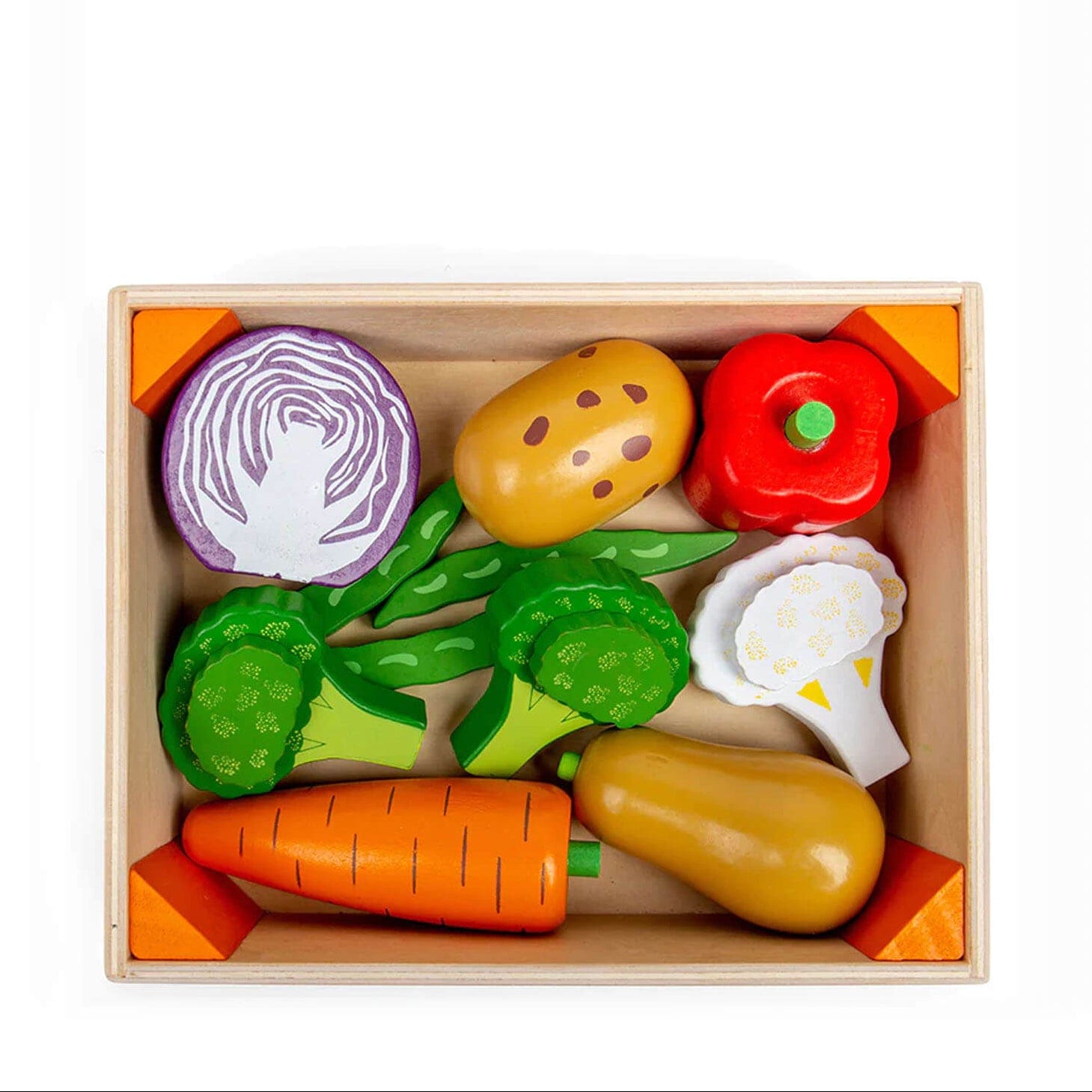 Bigjigs Toys Play Food Wooden Vegetable Crate