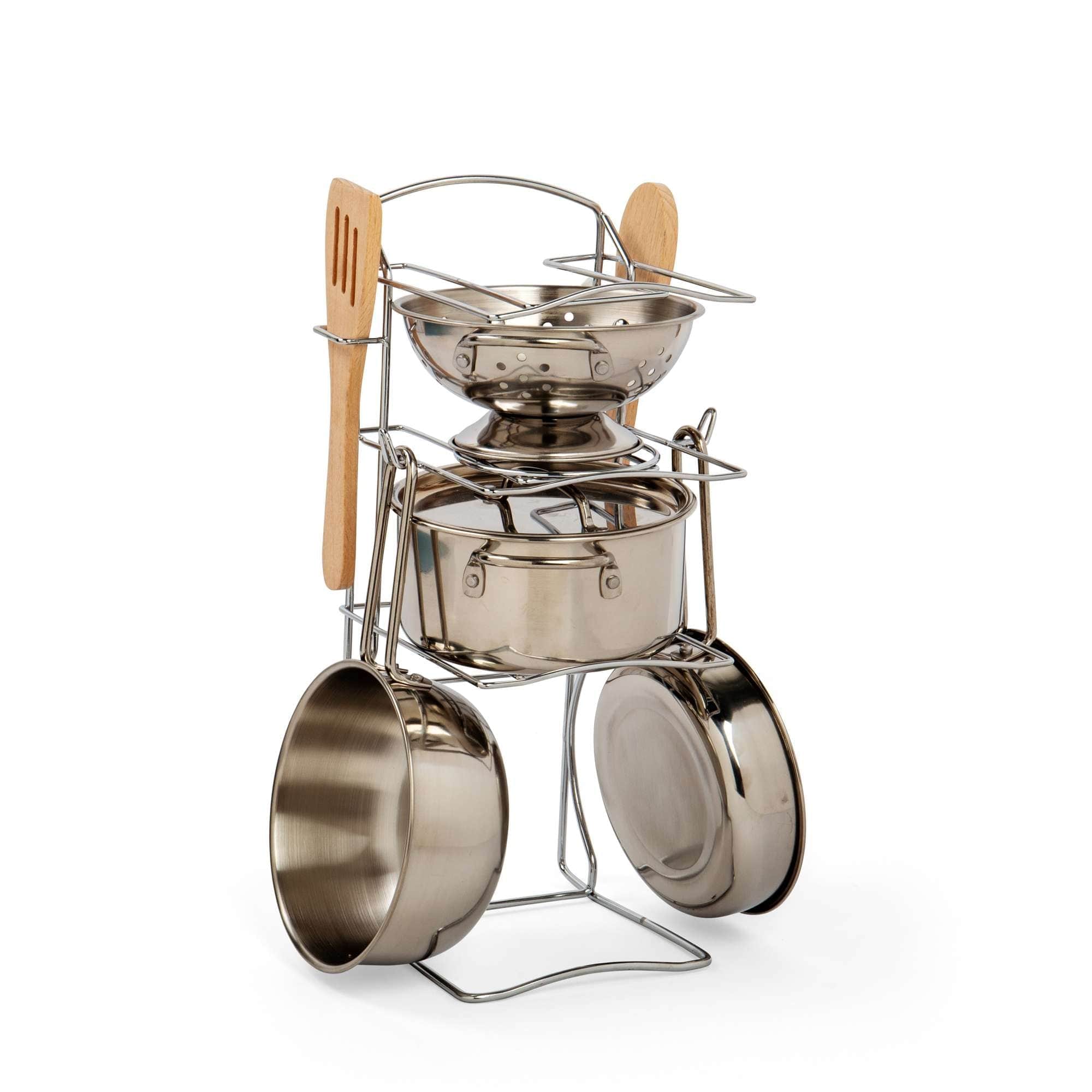 Bigjigs Toys Play Kitchen Accessories Bigjigs Toys Steel Cooking Pot Rack