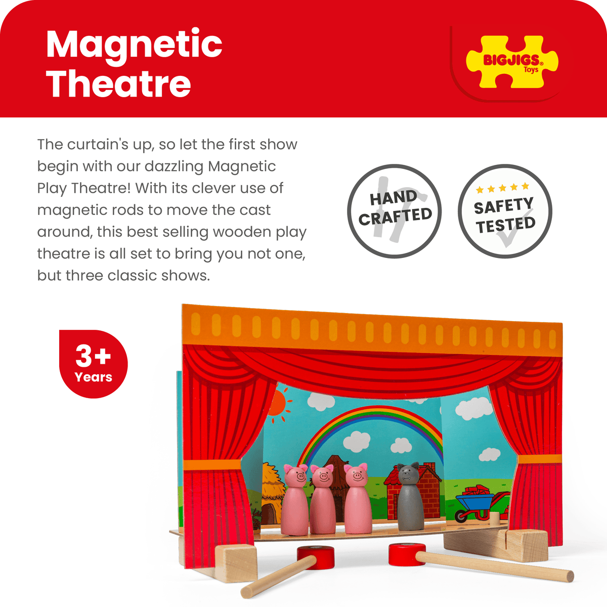 Bigjigs Toys Puppet Theatre Bigjigs Toys Wooden Magnetic Theatre