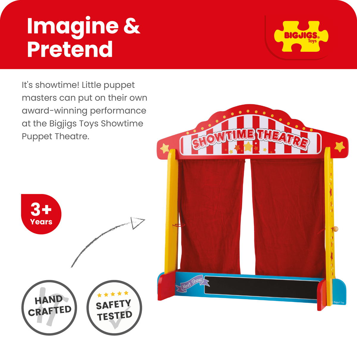 Bigjigs Toys Wooden Table Top Puppet Theatre - image 2