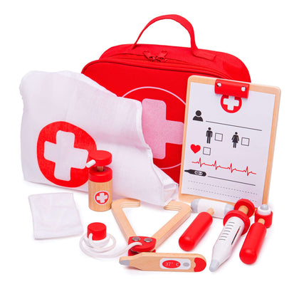 Bigjigs Toys Role Play Toy Bigjigs Toys Wooden Doctor's Kit - 10 Pieces