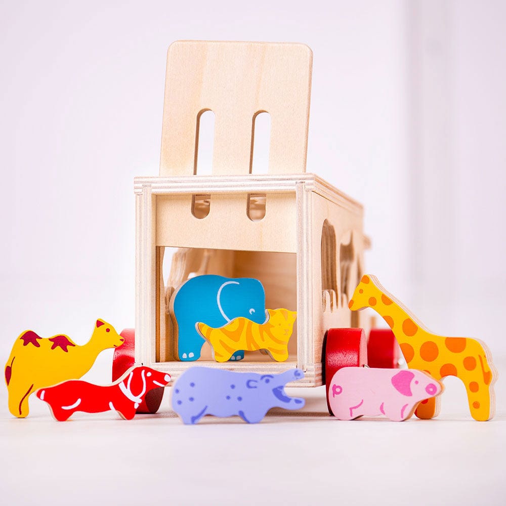 Bigjigs Toys Shape Sorter Bigjigs Toys Wooden Animal Shape Lorry
