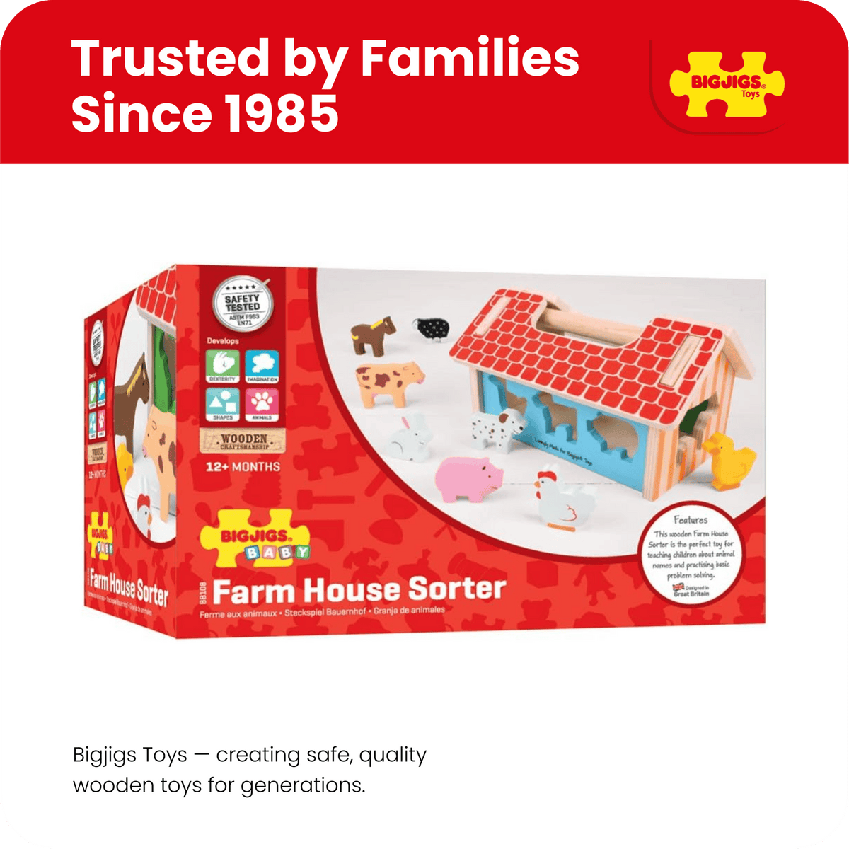 Bigjigs Toys Shape Sorter Bigjigs Toys Wooden Farmhouse Shape Sorter
