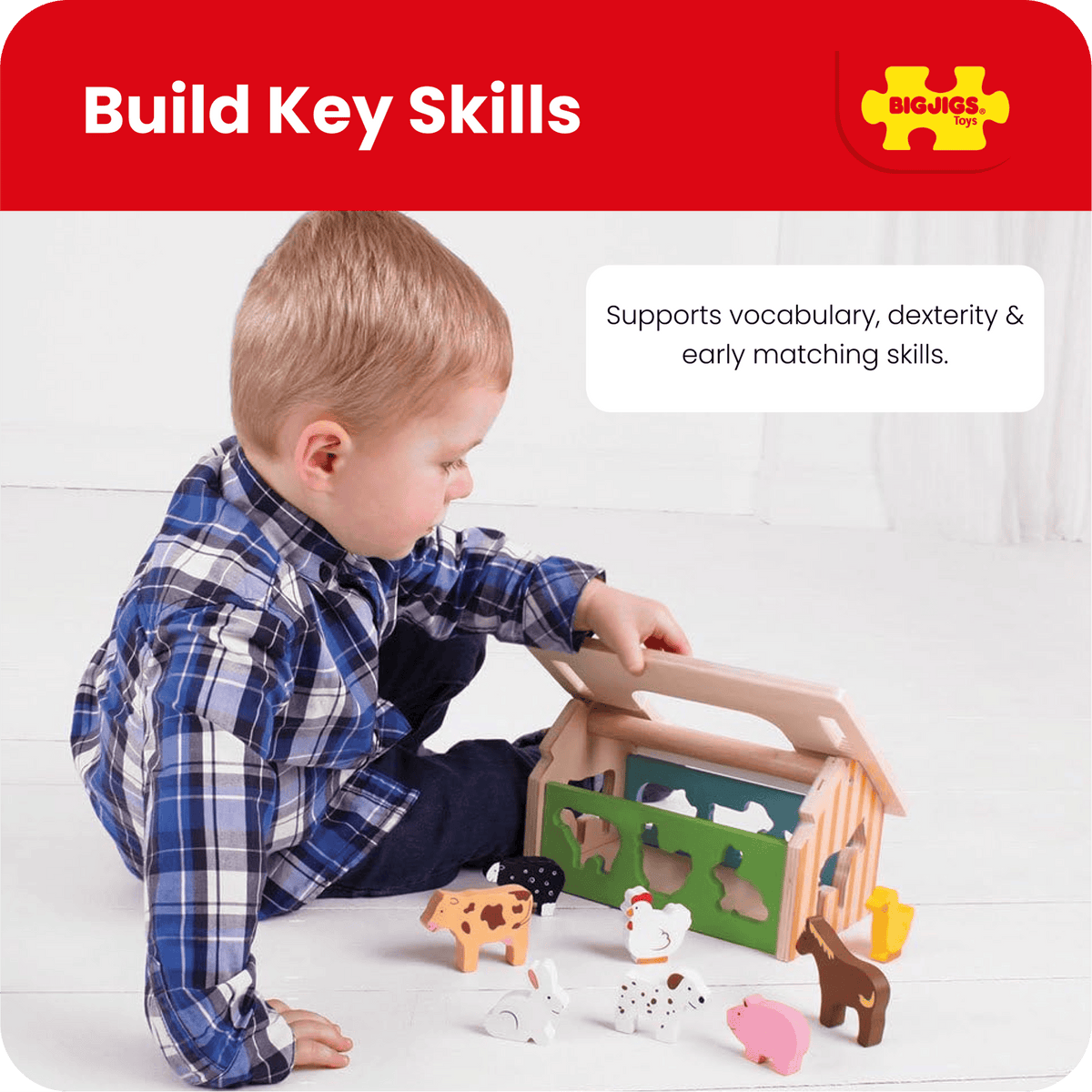 Bigjigs Toys Shape Sorter Bigjigs Toys Wooden Farmhouse Shape Sorter