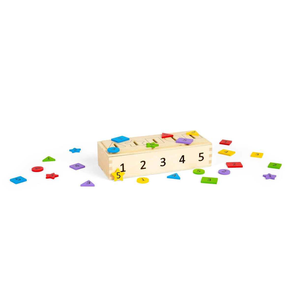 Bigjigs Toys Shape Sorter Bigjigs Toys Wooden Sorter Box - Numbers, Colours & Shapes