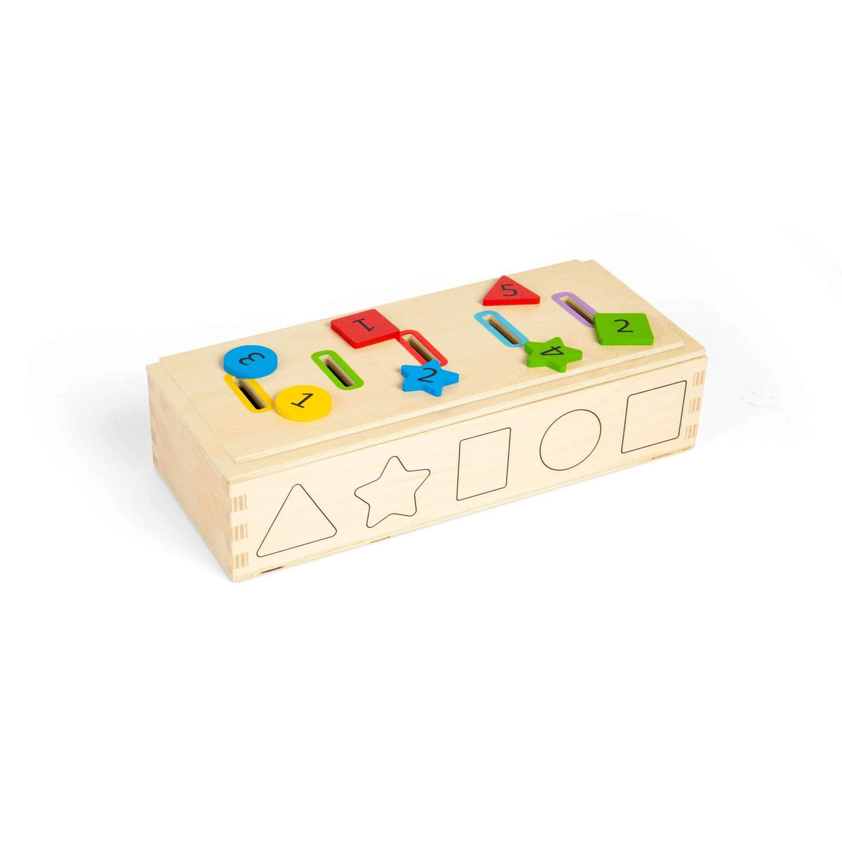 Bigjigs Toys Shape Sorter Bigjigs Toys Wooden Sorter Box - Numbers, Colours & Shapes