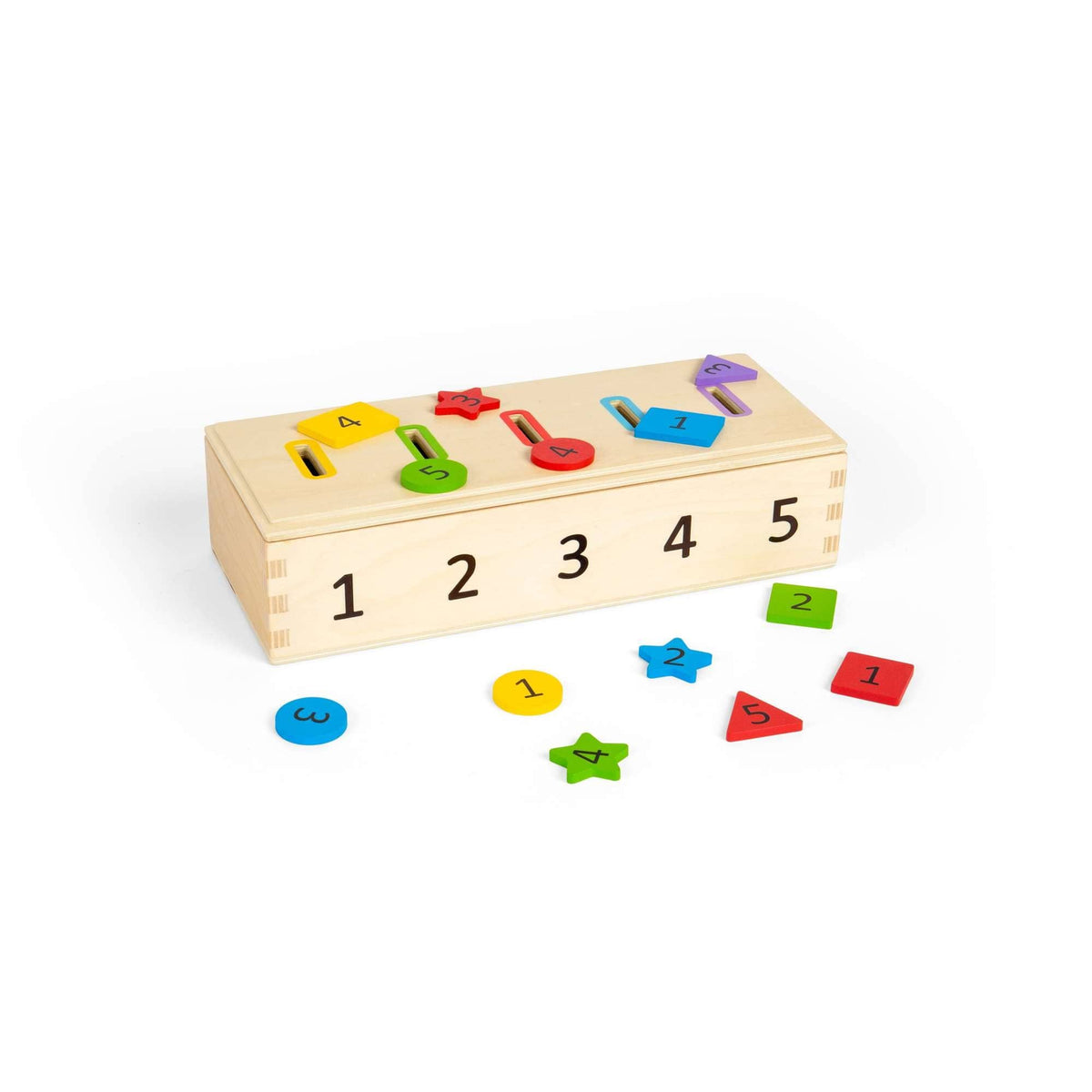 Bigjigs Toys Shape Sorter Bigjigs Toys Wooden Sorter Box - Numbers, Colours & Shapes