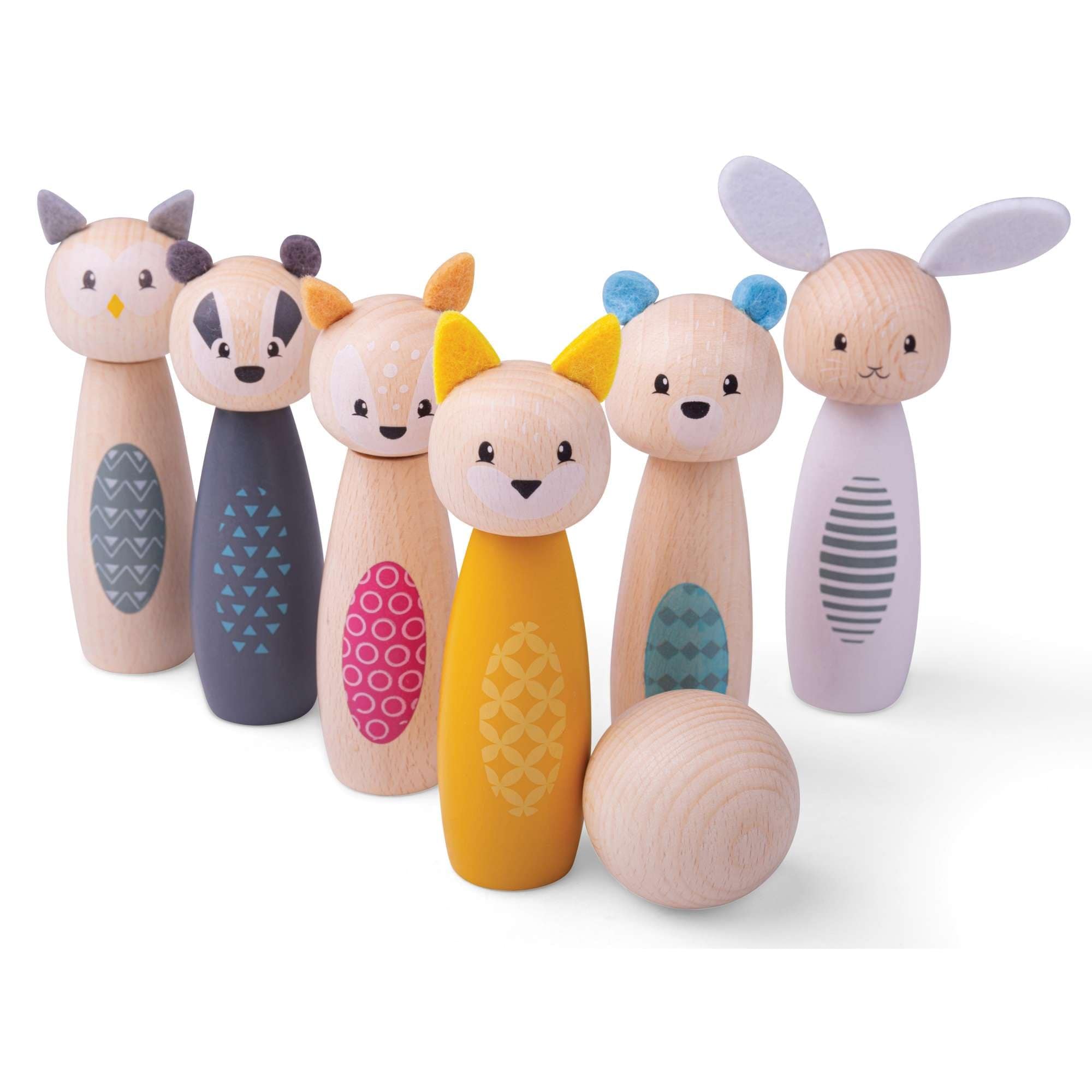 Bigjigs Toys Skittles Bigjigs Toys Sustainable Woodland Animal Skittles