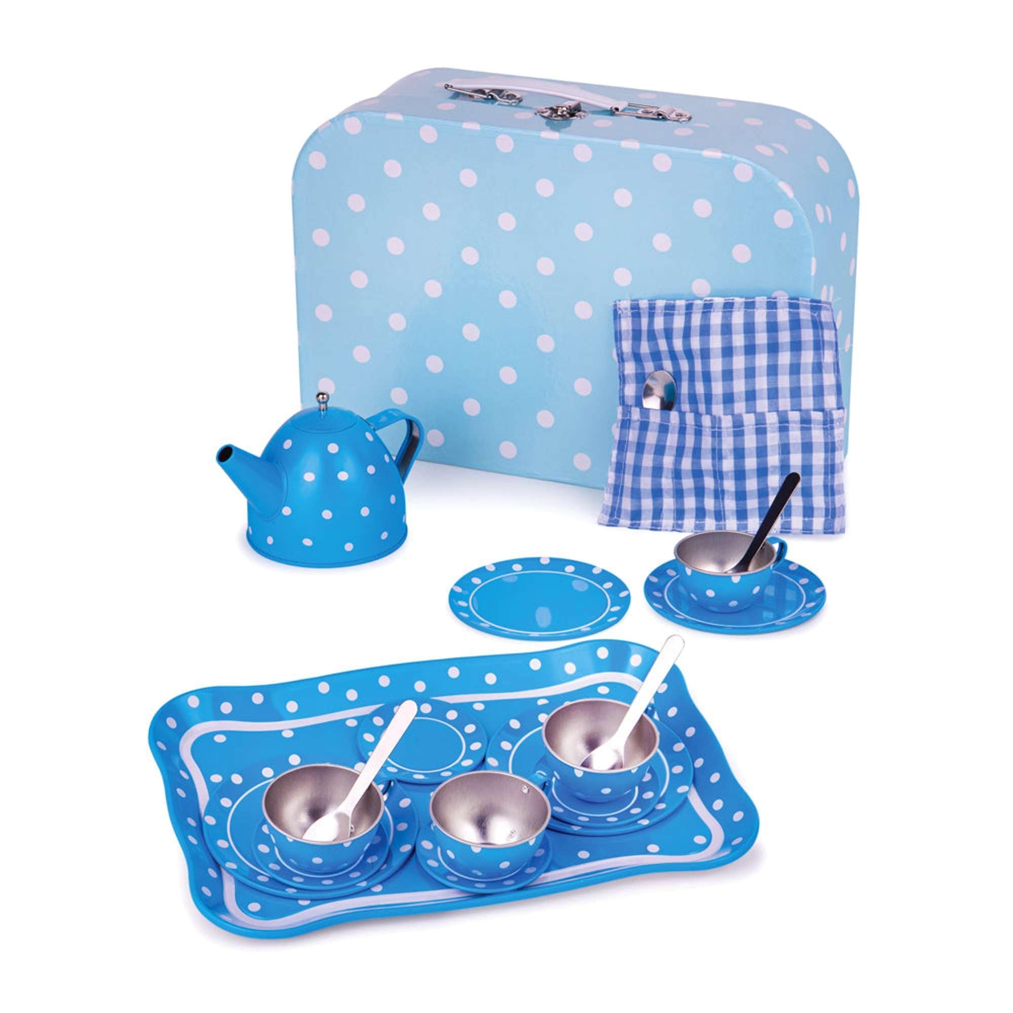 Bigjigs Toys Tea Set Bigjigs Toys Blue Polka Tin Dot Tea Set